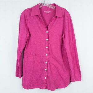 Soft‎ Surroundings Pamplona Tunic Top Womens Petite Small Pink Cotton Button Up